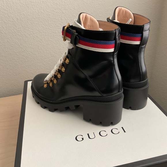 Gucci combat boots/ leather, black color - Picture 6 of 14